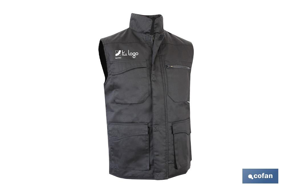 Gilet multitasche | Imbottito | Modello Colt | Composizione: 65% poliestere e 35% cotone | Colore: nero - Cofan